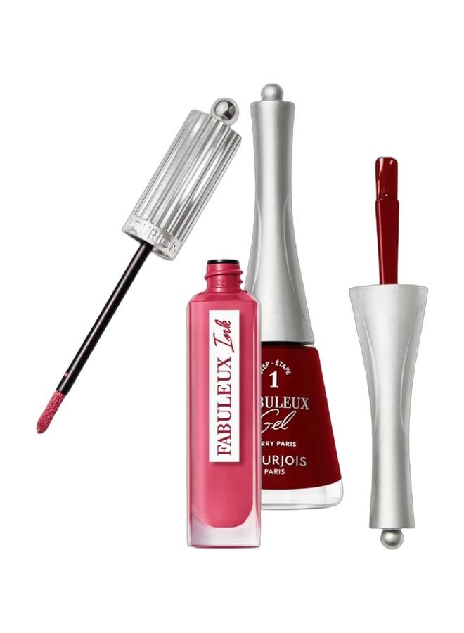 BOURJOIS PARIS Fabuleux Ink Lacquer - 06 - Cotton Candy'De 3.5Ml & Fabuleux Gel Nail Polish - 340 - Berry Paris 9Ml Bundle - Image 1